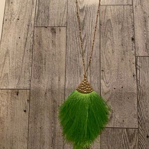 Neon green feather like necklace